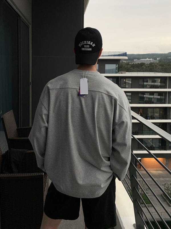 Asclo Korea stiilis vaba T-särk ümmarguse kaelusega, pikkade varrukatega, 96% puuvillane