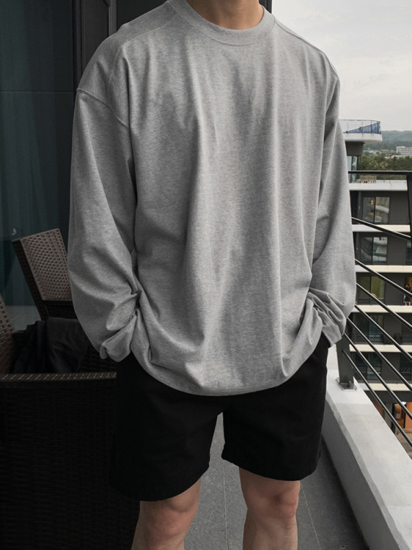 Asclo Korea stiilis vaba T-särk ümmarguse kaelusega, pikkade varrukatega, 96% puuvillane