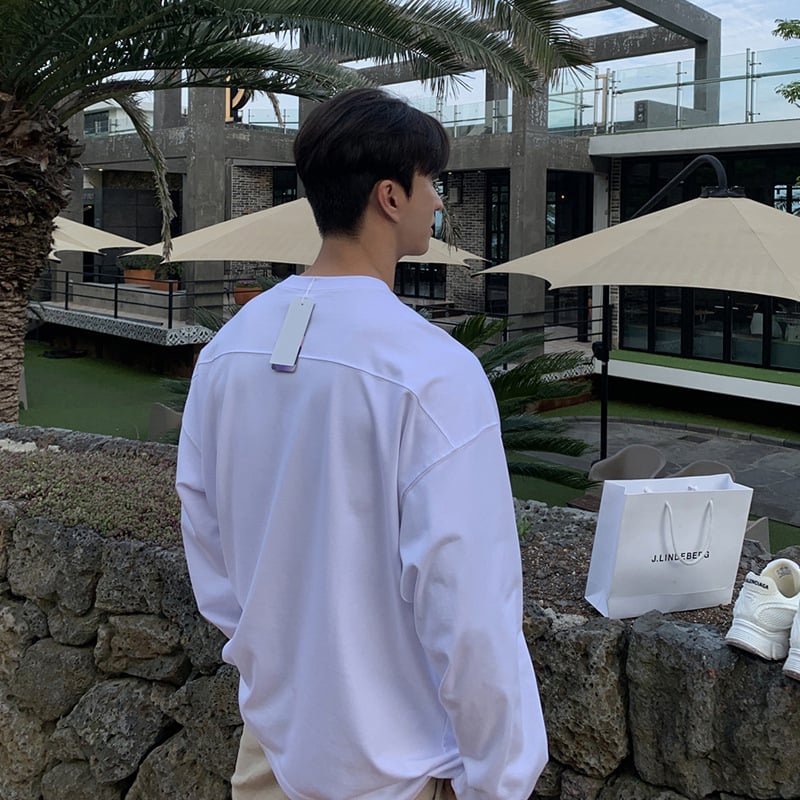 Asclo Korea stiilis vaba T-särk ümmarguse kaelusega, pikkade varrukatega, 96% puuvillane