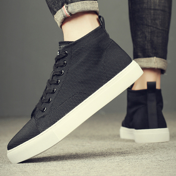 Vyriški Slip-On kanvas bateliai, kvėpuojantis viršutinis audinys, guminė pada, tinklelio įdėklas, žemas viršus