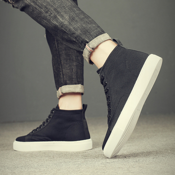 Vyriški Slip-On kanvas bateliai, kvėpuojantis viršutinis audinys, guminė pada, tinklelio įdėklas, žemas viršus