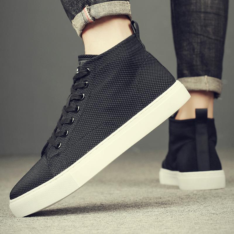 Vyriški Slip-On kanvas bateliai, kvėpuojantis viršutinis audinys, guminė pada, tinklelio įdėklas, žemas viršus