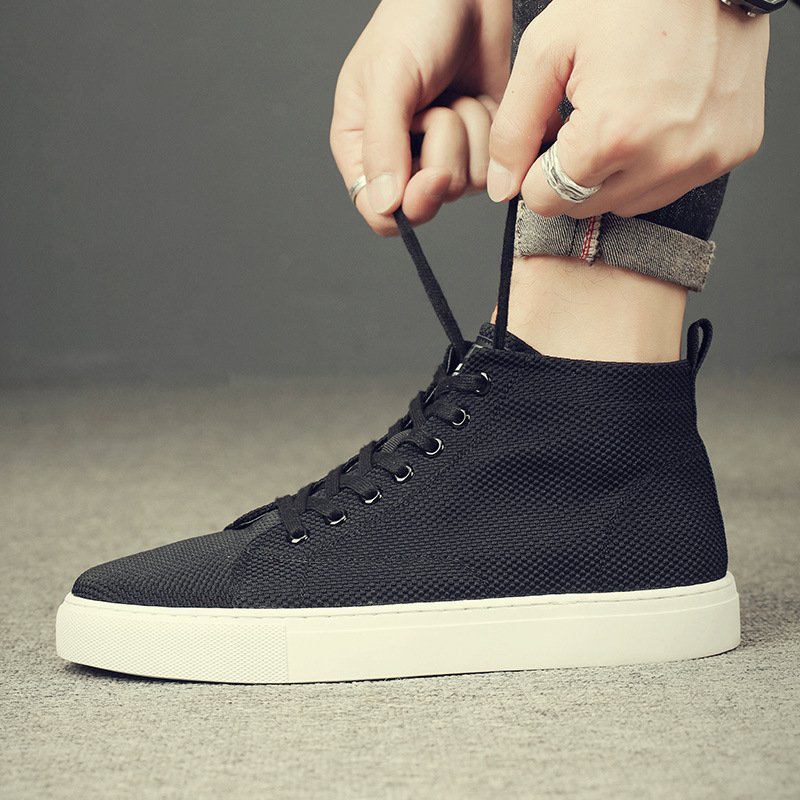 Vyriški Slip-On kanvas bateliai, kvėpuojantis viršutinis audinys, guminė pada, tinklelio įdėklas, žemas viršus