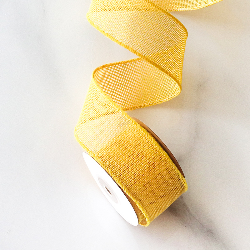 Poliesterio imitacijos lino juostelė vestuvėms ir Kalėdų vakarėliams, vielinis kraštas, prekinis ženklas Color imitation hemp webbing