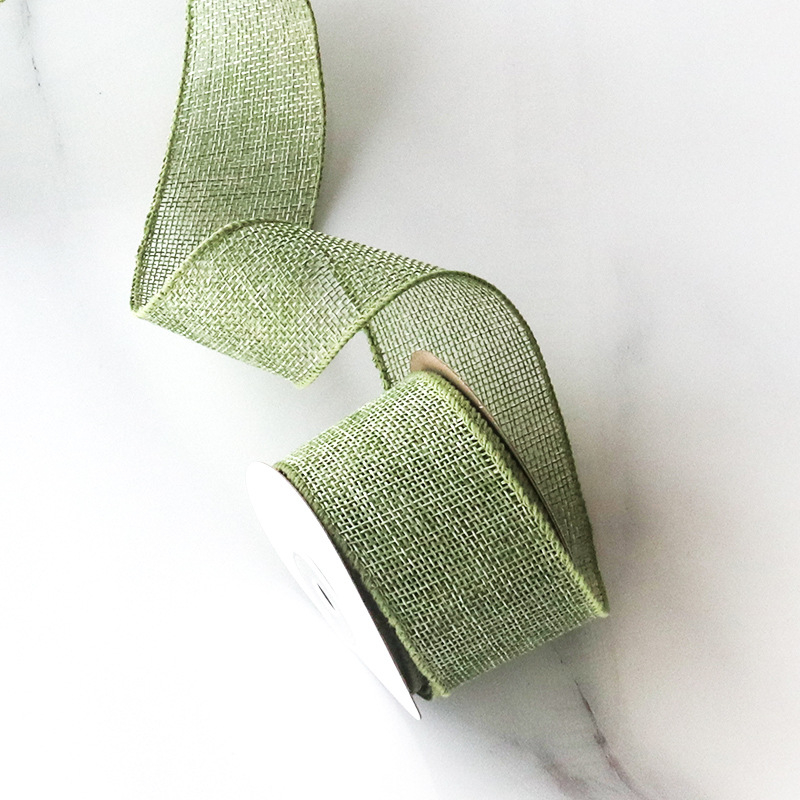 Poliesterio imitacijos lino juostelė vestuvėms ir Kalėdų vakarėliams, vielinis kraštas, prekinis ženklas Color imitation hemp webbing