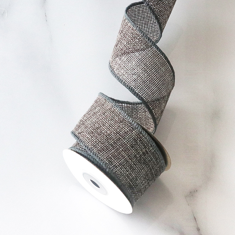 Poliesterio imitacijos lino juostelė vestuvėms ir Kalėdų vakarėliams, vielinis kraštas, prekinis ženklas Color imitation hemp webbing