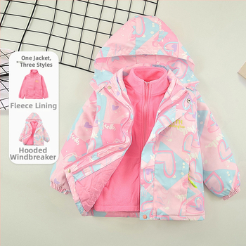 Tüdrukute talvejojo jope eemaldatava kapuutsiga, pikkade varrukatega, tõmblukuga, polüestri vooder