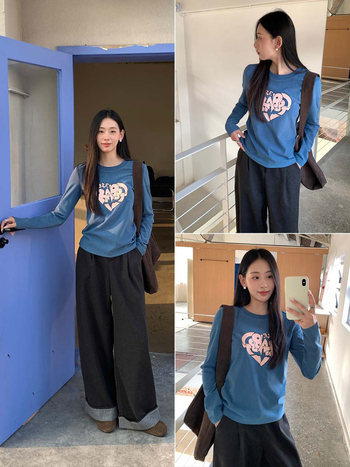 Tricou T-shirt stil coreean relaxat, imprimeu text, 90-95% poliester, Slim fit