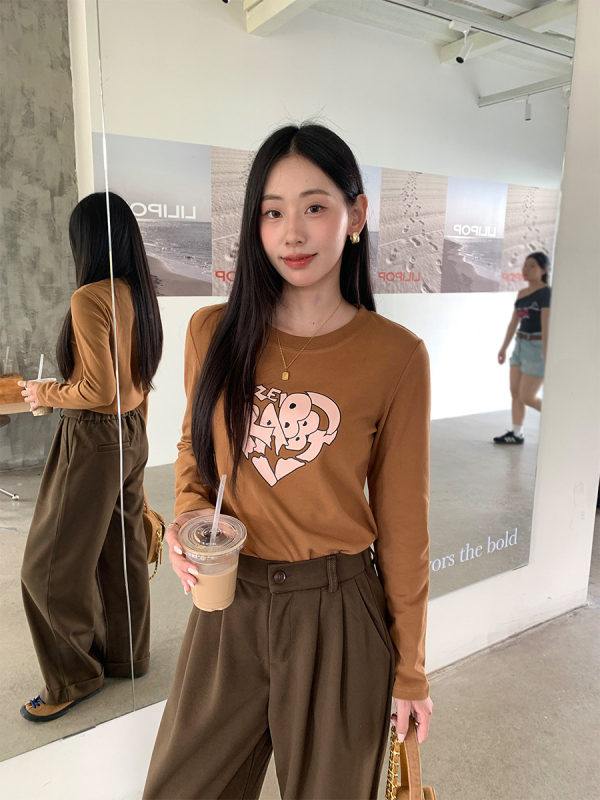 Tricou T-shirt stil coreean relaxat, imprimeu text, 90-95% poliester, Slim fit