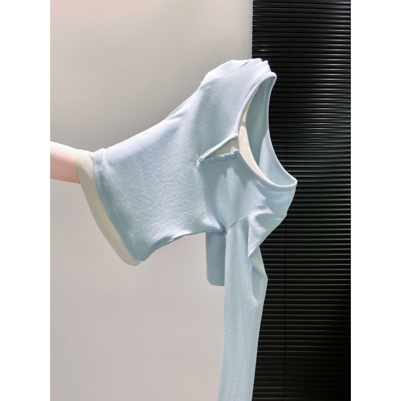 Hosszú ujjú póló, karcsúsított fazon, U-nyakú, poliészter, japán-koreai lazább stílus (Őszi 2025)