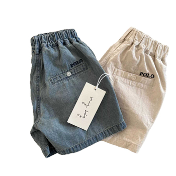 Παιδικά τζιν σορτς — ιαπωνικό στυλ, 95% βαμβάκι, μεσαία μέση, καλοκαίρι 2025, για ηλικίες 1–3 ετών