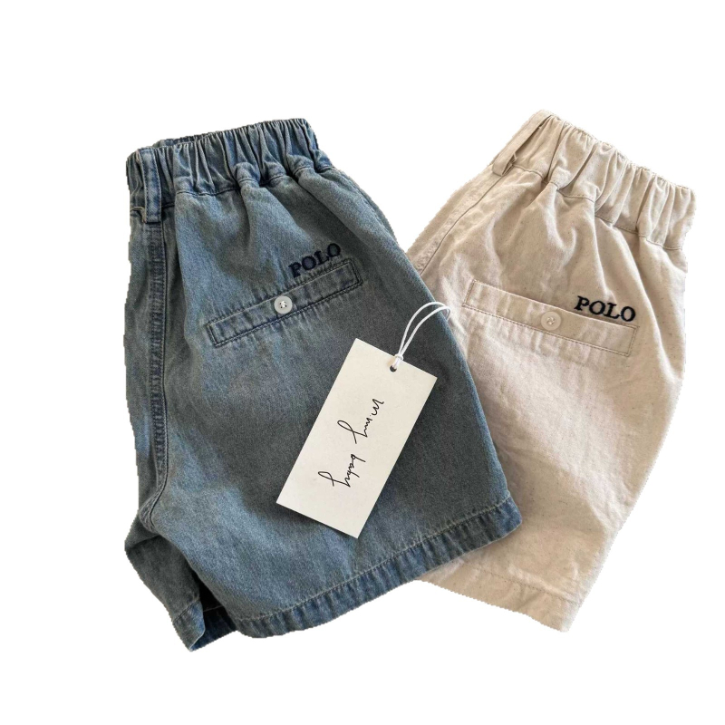 Παιδικά τζιν σορτς — ιαπωνικό στυλ, 95% βαμβάκι, μεσαία μέση, καλοκαίρι 2025, για ηλικίες 1–3 ετών