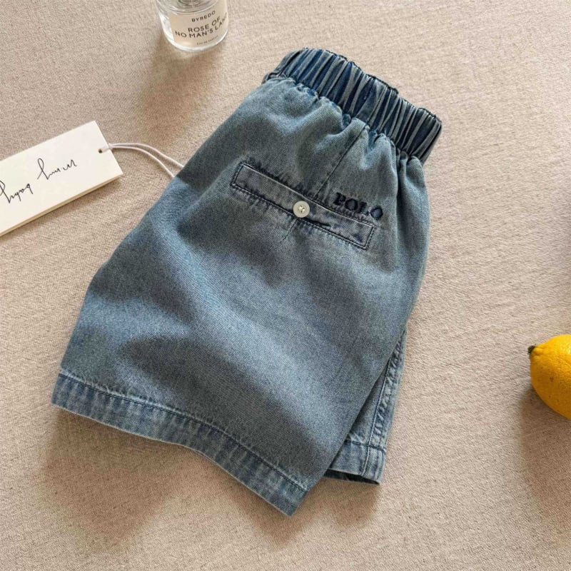 Παιδικά τζιν σορτς — ιαπωνικό στυλ, 95% βαμβάκι, μεσαία μέση, καλοκαίρι 2025, για ηλικίες 1–3 ετών
