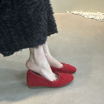 Női balerina cipő pillangómasnival, francia stílus, kerek orr, PU felsőrész, alacsony sarok 1–3 cm