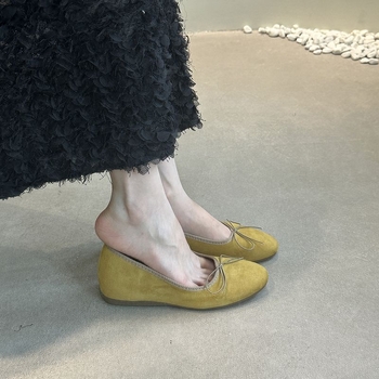 Női balerina cipő pillangómasnival, francia stílus, kerek orr, PU felsőrész, alacsony sarok 1–3 cm
