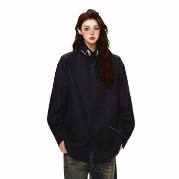 Uniszex ing férfiak és nők számára, laza szabás, hosszú ujjú, hegyes gallér, 100% poliészter, japán friss stílus