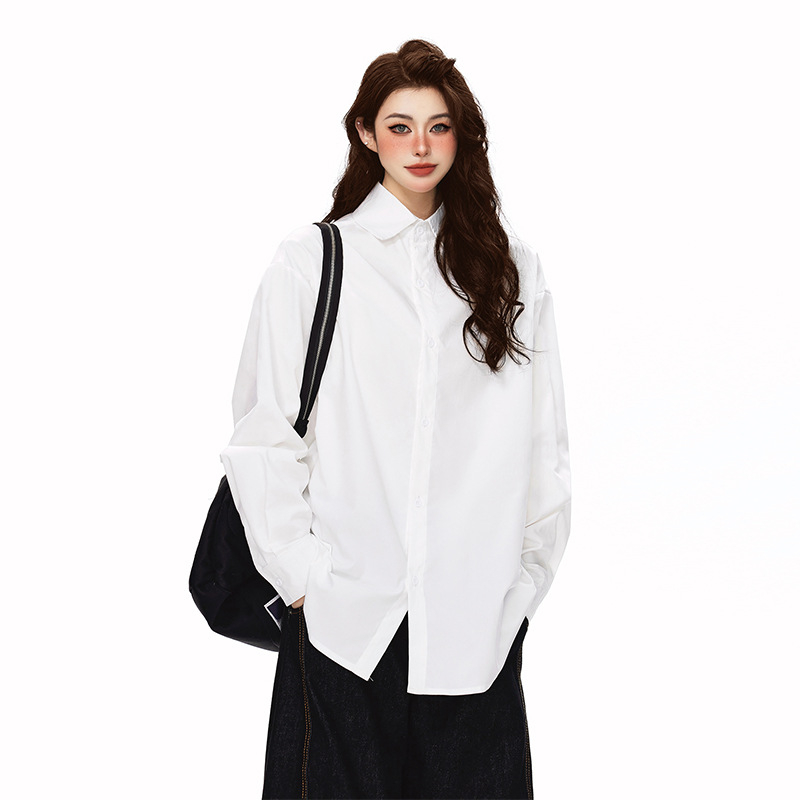 Uniszex ing férfiak és nők számára, laza szabás, hosszú ujjú, hegyes gallér, 100% poliészter, japán friss stílus