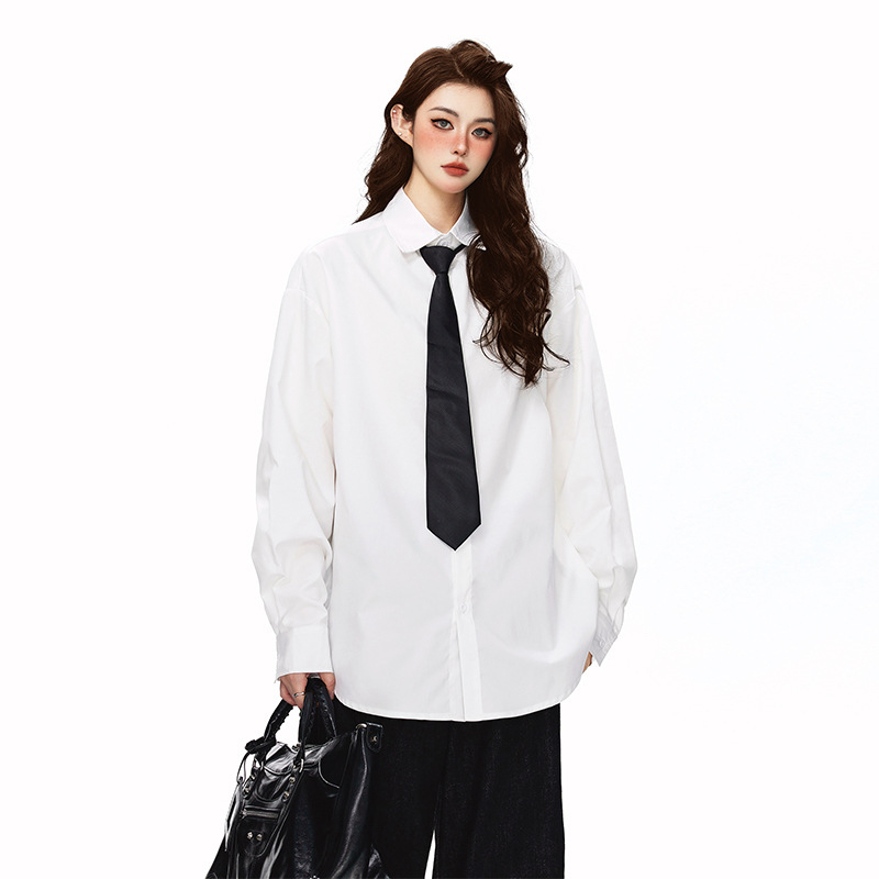 Uniszex ing férfiak és nők számára, laza szabás, hosszú ujjú, hegyes gallér, 100% poliészter, japán friss stílus