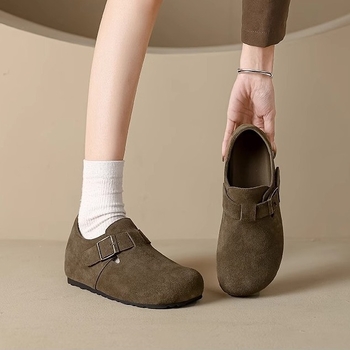 Pantofi damă slip-on cu toc ascuns de 6 cm, vârf rotund, talpă din cauciuc, interior din microfibră