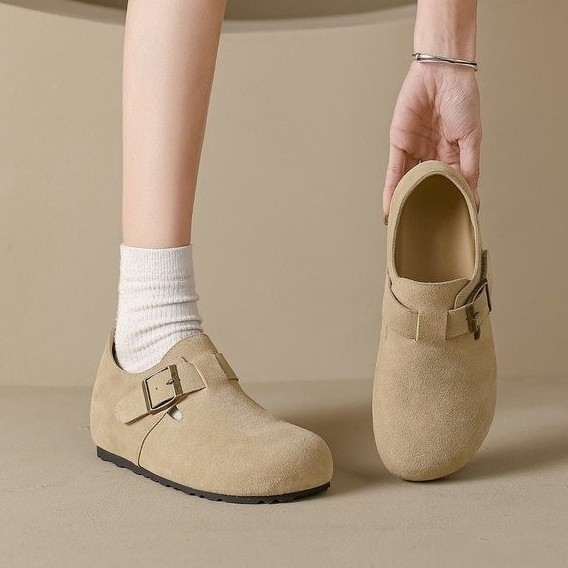 Pantofi damă slip-on cu toc ascuns de 6 cm, vârf rotund, talpă din cauciuc, interior din microfibră