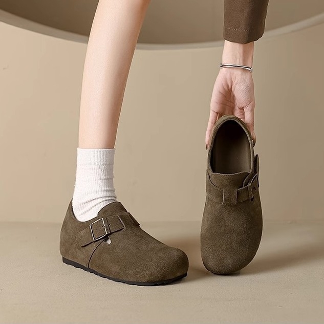 Pantofi damă slip-on cu toc ascuns de 6 cm, vârf rotund, talpă din cauciuc, interior din microfibră