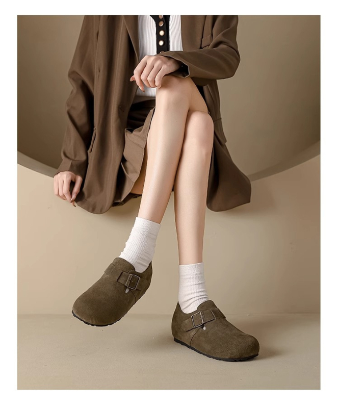 Pantofi damă slip-on cu toc ascuns de 6 cm, vârf rotund, talpă din cauciuc, interior din microfibră