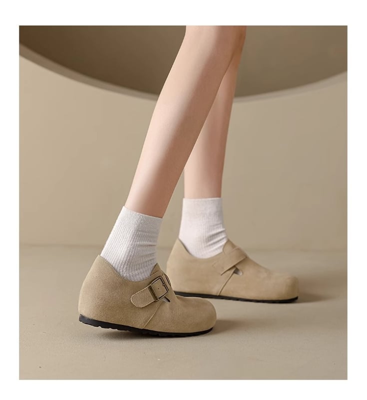 Pantofi damă slip-on cu toc ascuns de 6 cm, vârf rotund, talpă din cauciuc, interior din microfibră