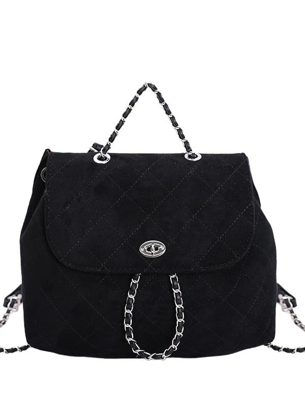 Ženska torbica preko ramena na crossbody — PU materijal, vertikalni kvadratni oblik, zatvarač sa ključem, romboidna lančana pletenina, unutarnja džep za telefon