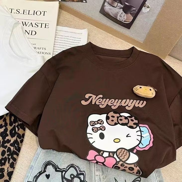 Set za djevojčice: majica s karikaturom i denim suknja, ljeto, pamuk 90%, uzrast 3–8 godina