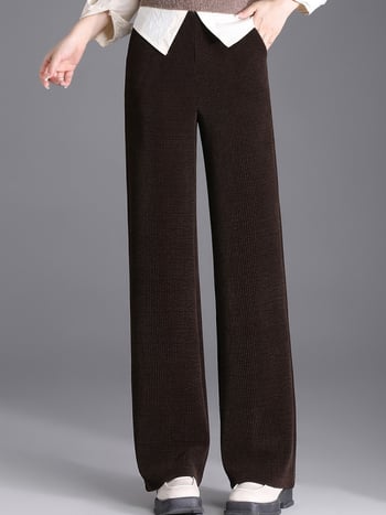 Moteriškos laisvo kirpimo kelnės rudens-žiemos sezonai, vienos spalvos, poliesteris, laisvas/platėjantis kirpimas