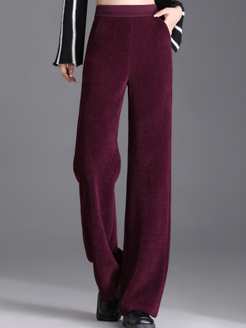 Moteriškos laisvo kirpimo kelnės rudens-žiemos sezonai, vienos spalvos, poliesteris, laisvas/platėjantis kirpimas