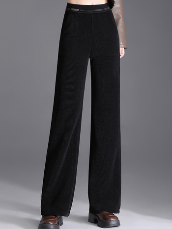 Moteriškos laisvo kirpimo kelnės rudens-žiemos sezonai, vienos spalvos, poliesteris, laisvas/platėjantis kirpimas