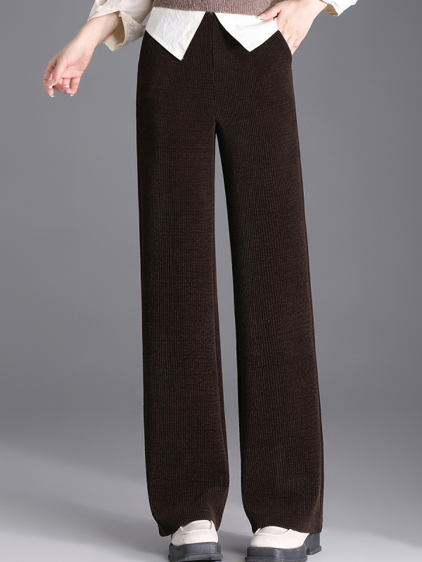 Moteriškos laisvo kirpimo kelnės rudens-žiemos sezonai, vienos spalvos, poliesteris, laisvas/platėjantis kirpimas
