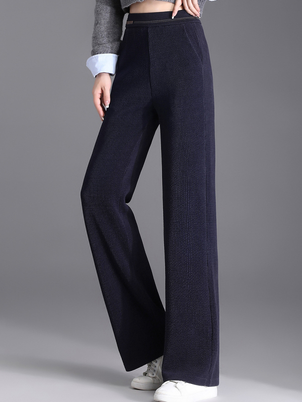 Moteriškos laisvo kirpimo kelnės rudens-žiemos sezonai, vienos spalvos, poliesteris, laisvas/platėjantis kirpimas