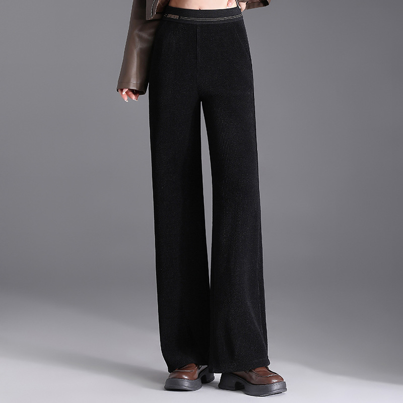 Moteriškos laisvo kirpimo kelnės rudens-žiemos sezonai, vienos spalvos, poliesteris, laisvas/platėjantis kirpimas