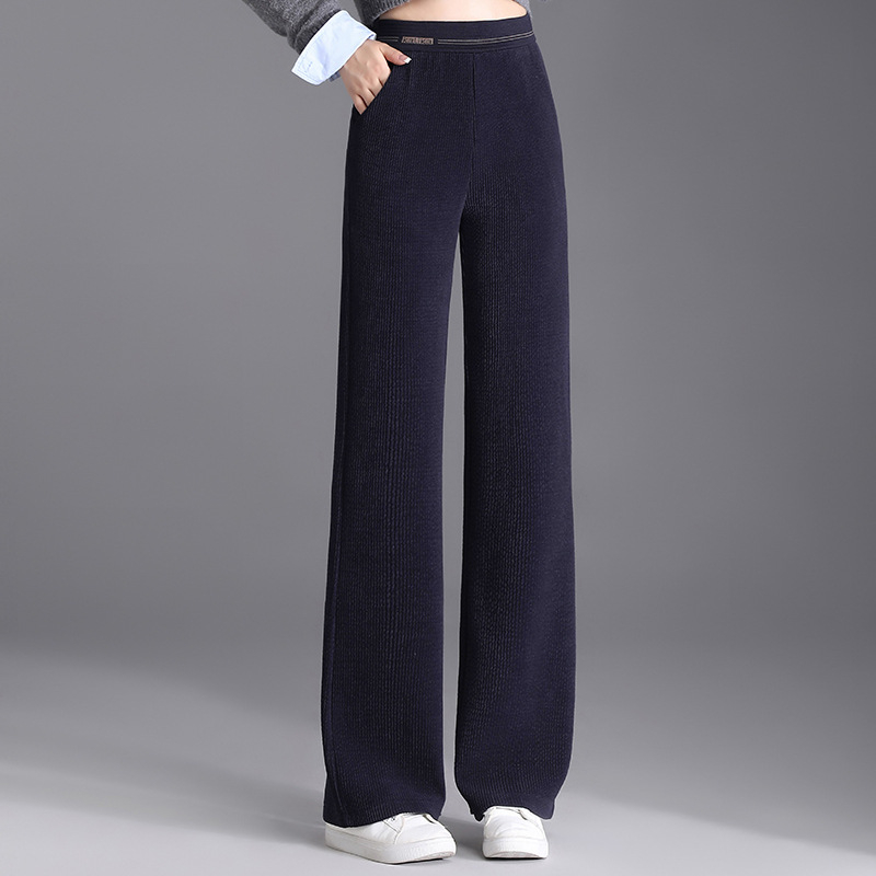 Moteriškos laisvo kirpimo kelnės rudens-žiemos sezonai, vienos spalvos, poliesteris, laisvas/platėjantis kirpimas