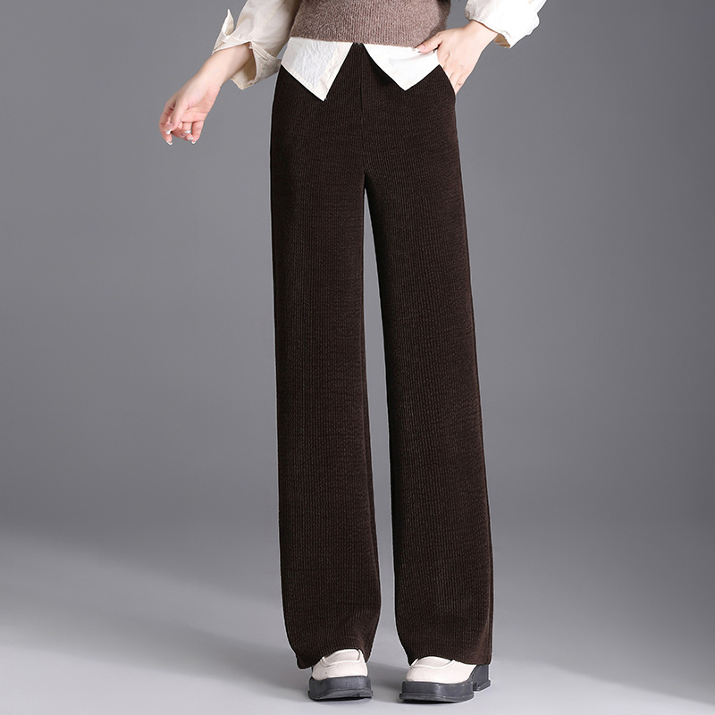 Moteriškos laisvo kirpimo kelnės rudens-žiemos sezonai, vienos spalvos, poliesteris, laisvas/platėjantis kirpimas
