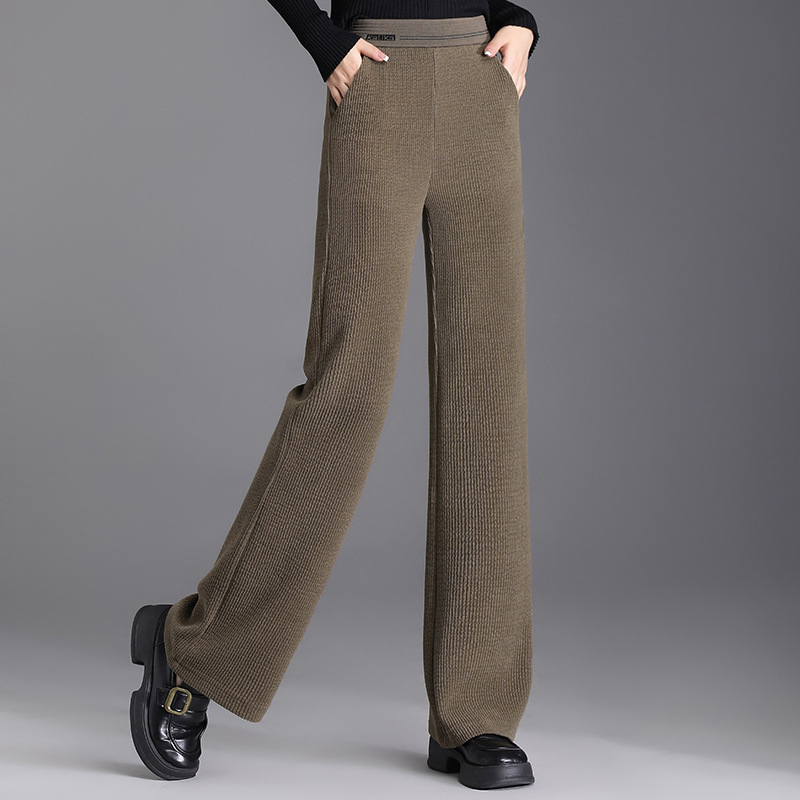 Moteriškos laisvo kirpimo kelnės rudens-žiemos sezonai, vienos spalvos, poliesteris, laisvas/platėjantis kirpimas