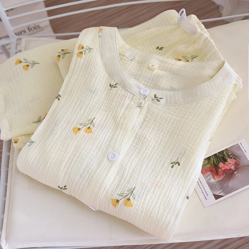 Puuvillane imetamispidžaamade komplekt, 100% puuvill, kerge õhuke materjal (101–120 g/m2), ilma kraeta, pikad varrukad, püksid, koduseks kasutamiseks