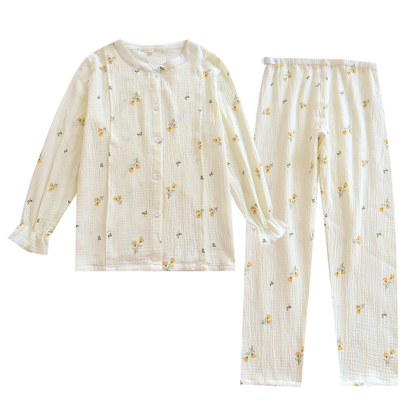 Puuvillane imetamispidžaamade komplekt, 100% puuvill, kerge õhuke materjal (101–120 g/m2), ilma kraeta, pikad varrukad, püksid, koduseks kasutamiseks