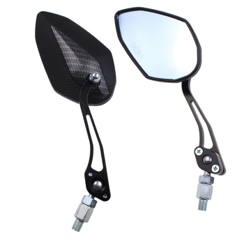 Universali galinio vaizdo veidrodėlis motociklui ir elektromobiliui | Kvadratinis veidrodis, montavimas su priekinėmis ir galinėmis sriegimis, didelis atsparumas smūgiams | Prekės ženklas Yuwon