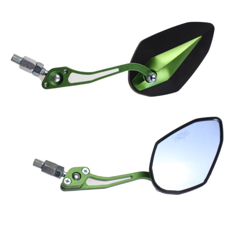  Universali galinio vaizdo veidrodėlis motociklui ir elektromobiliui | Kvadratinis veidrodis, montavimas su priekinėmis ir galinėmis sriegimis, didelis atsparumas smūgiams | Prekės ženklas Yuwon