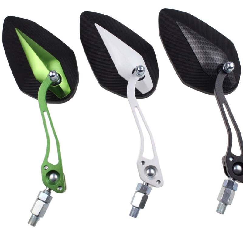  Universali galinio vaizdo veidrodėlis motociklui ir elektromobiliui | Kvadratinis veidrodis, montavimas su priekinėmis ir galinėmis sriegimis, didelis atsparumas smūgiams | Prekės ženklas Yuwon