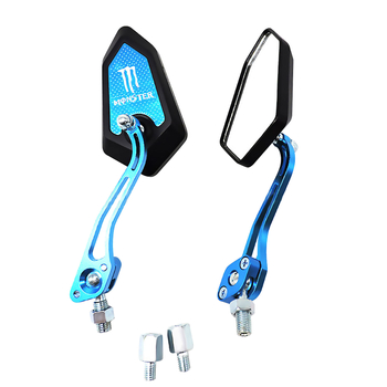 Motociklo galinis veidrodėlis universaliesiems elektriniams paspirtukams — kvadratinis, CNC veidrodžio strypas, PP korpusas, aliuminio dekoratyvinis dangtelis, prekės ženklas Yuwon