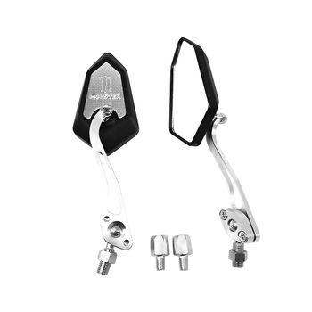 Motociklo galinis veidrodėlis universaliesiems elektriniams paspirtukams — kvadratinis, CNC veidrodžio strypas, PP korpusas, aliuminio dekoratyvinis dangtelis, prekės ženklas Yuwon