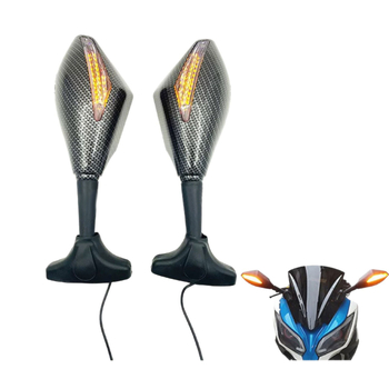 Motociklo galinio vaizdo veidrodis, stačiakampis, model QC-1086, montavimas: priekinis ir galinis, didelis vibracijų atsparumas