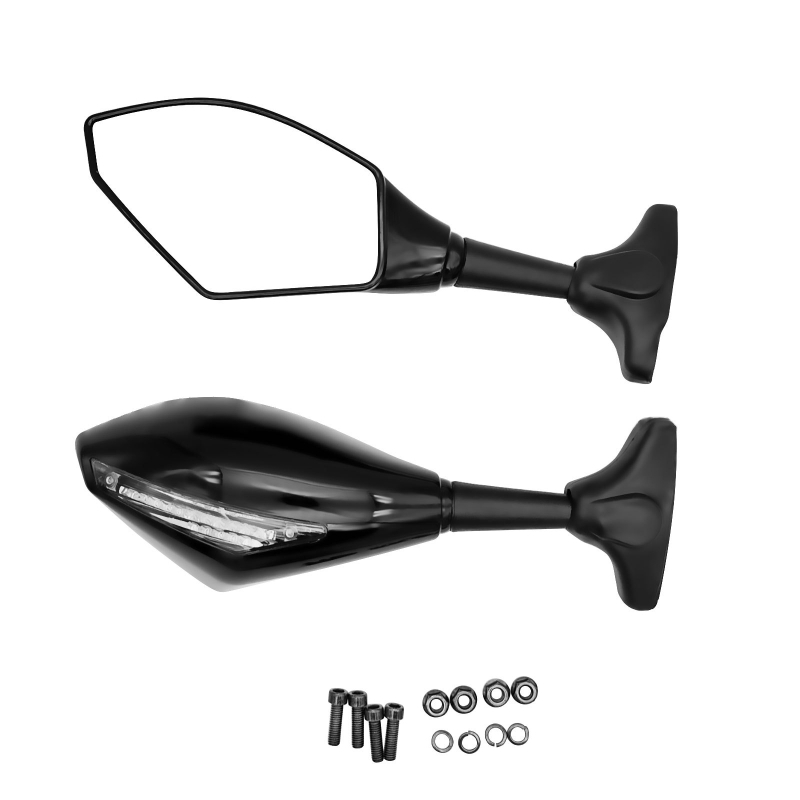 Motociklo galinio vaizdo veidrodis, stačiakampis, model QC-1086, montavimas: priekinis ir galinis, didelis vibracijų atsparumas