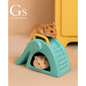 Cuib ceramic pentru hamster – stil cartoon, sigur pentru mușcături, odihnă și ascundere, impermeabil și respirabil, pentru interior și exterior
