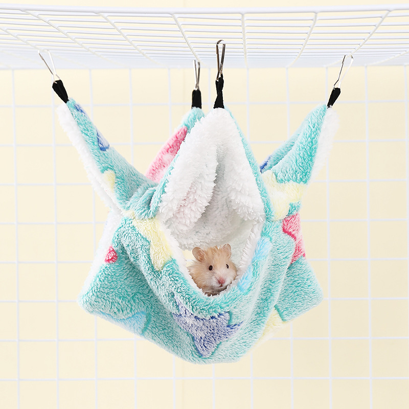 Hamak za male kućne ljubimce s dvostrukim slojem i dizajnom cvjetnih grana za hamster (flanel) – Šifra 8028
