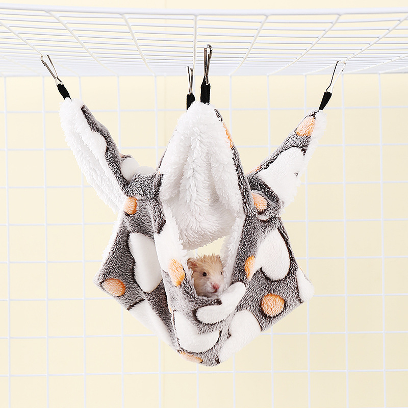 Hamak za male kućne ljubimce s dvostrukim slojem i dizajnom cvjetnih grana za hamster (flanel) – Šifra 8028
